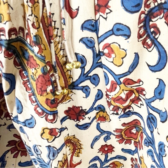 RIVER GODDESS Kaaya 100% Cotton Rani Print Puff Sleeves Maxi Dress Size Medium - Picture 8 of 12